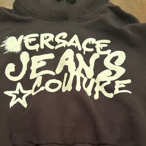 Versace Jeans Couture Cropped Sweatshirt with White Graphic, Small